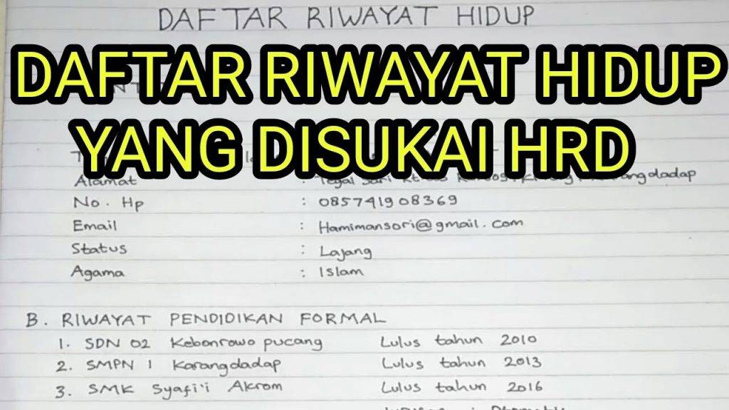 Contoh Format Daftar Riwayat Hidup