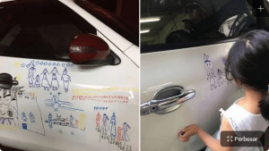 Pria Ini Biarkan Anaknya Coret-Coret Mobil, Alasannya Mengharukan